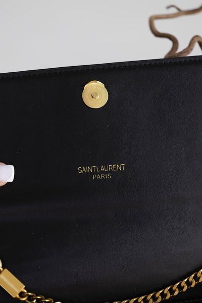 Сумка Saint Laurent Kate Medium Shoulder Bag in Black Calfskin Leather 001 фото