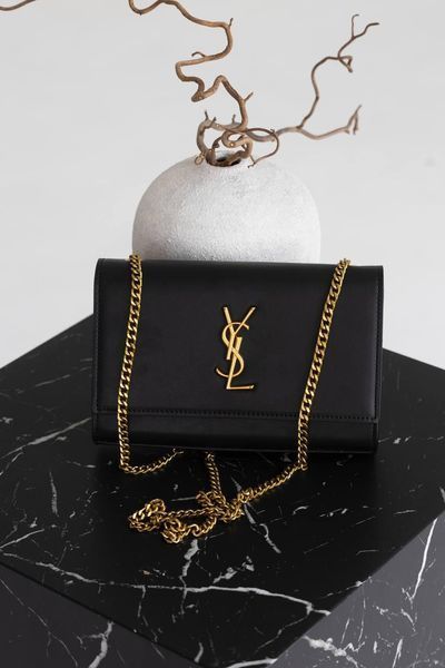 Сумка Saint Laurent Kate Medium Shoulder Bag in Black Calfskin Leather 001 фото