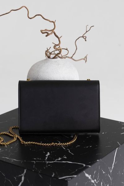 Сумка Saint Laurent Kate Medium Shoulder Bag in Black Calfskin Leather 001 фото