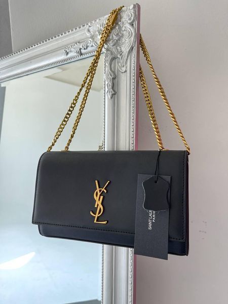 Сумка Saint Laurent Kate Medium Shoulder Bag in Black Calfskin Leather 001 фото
