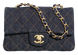 Сумка Chanel Mini Classic Flap Bag in Dark Blue Quilted Denim & Orange/Gold-Tone Metal 7922 фото 1