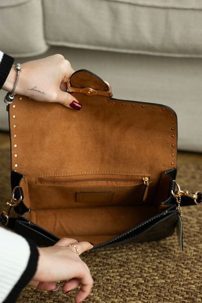 Сумка Coach Morgan Shoulder Bag in Colorblock Signature Canvas with Rivets Brown Black Multi/Gold 0584 фото