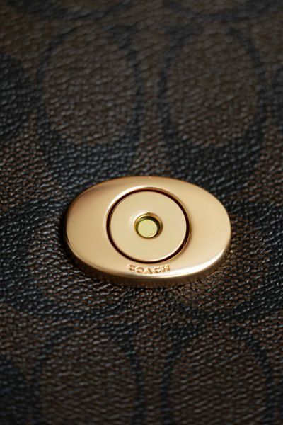 Сумка Coach Morgan Shoulder Bag in Colorblock Signature Canvas with Rivets Brown Black Multi/Gold 0584 фото
