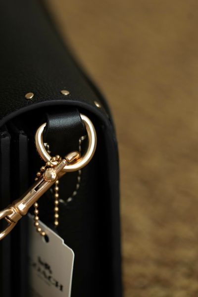 Сумка Coach Morgan Shoulder Bag in Colorblock Signature Canvas with Rivets Brown Black Multi/Gold 0584 фото