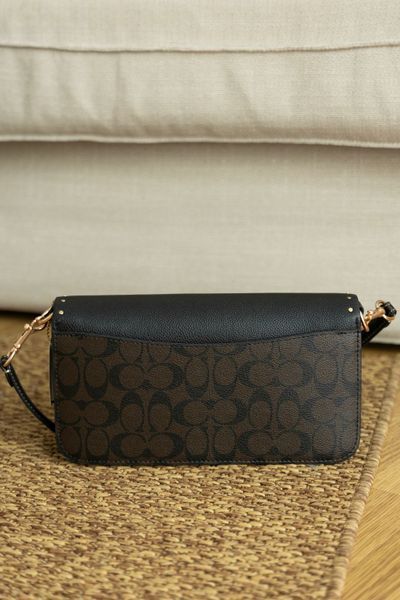 Сумка Coach Morgan Shoulder Bag in Colorblock Signature Canvas with Rivets Brown Black Multi/Gold 0584 фото