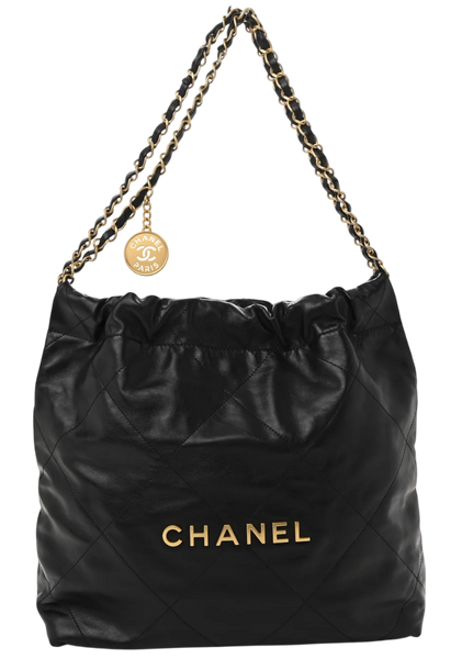 Сумка Chanel 22 Small Hobo Bag in Black Shiny Quilted Calfskin & Gold-Tone Metal 10183 фото