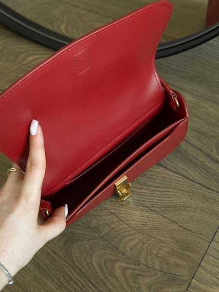 Сумка Saint Laurent Mini Voltaire Shoulder Bag in Red Leather 0458 фото