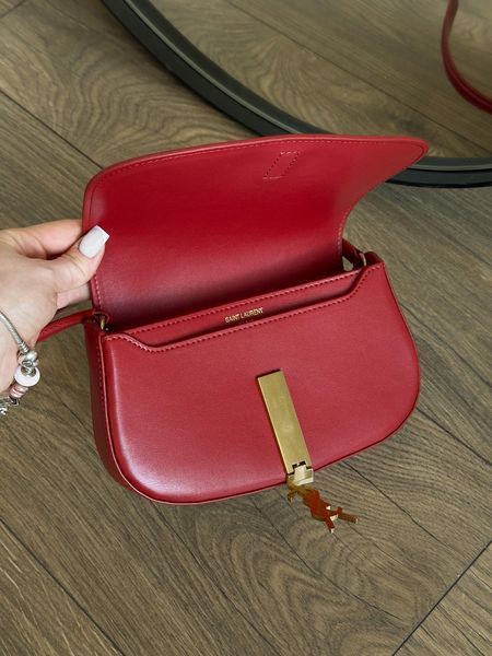 Сумка Saint Laurent Mini Voltaire Shoulder Bag in Red Leather 0458 фото