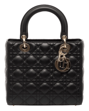 Сумка Christian Dior Medium Lady Dior Bag in Black Cannage Lambskin with Gold Hardware Premium 6073 фото