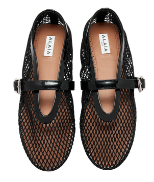 Балетки Alaia Ballet Flats in Black Fishnet Leather Premium Quality 36 0436 фото