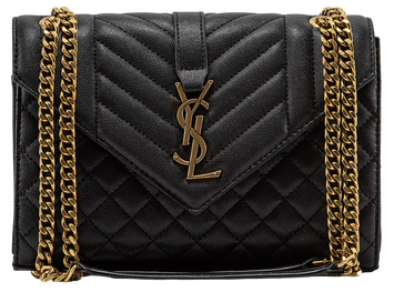 Cумка Saint Laurent Envelope Medium in Quilted Grain De Poudre Embossed Black Leather 0400 фото