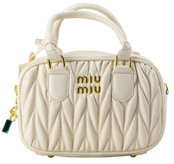 Сумка Miu Miu Arcadie Matelass&eacute; Nappa Small Leather Bag in Chalk 0459 фото