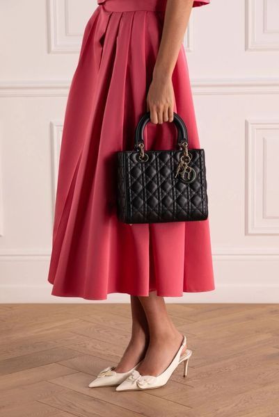 Сумка Christian Dior Medium Lady Dior Bag in Black Cannage Lambskin with Gold Hardware Premium 6073 фото
