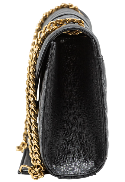 Cумка Saint Laurent Envelope Medium in Quilted Grain De Poudre Embossed Black Leather 0400 фото
