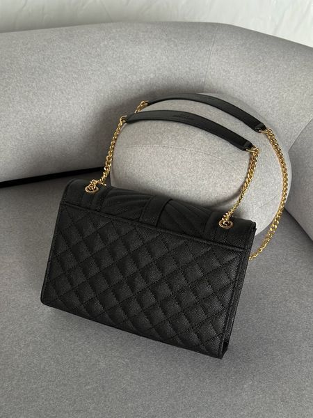 Cумка Saint Laurent Envelope Medium in Quilted Grain De Poudre Embossed Black Leather 0400 фото