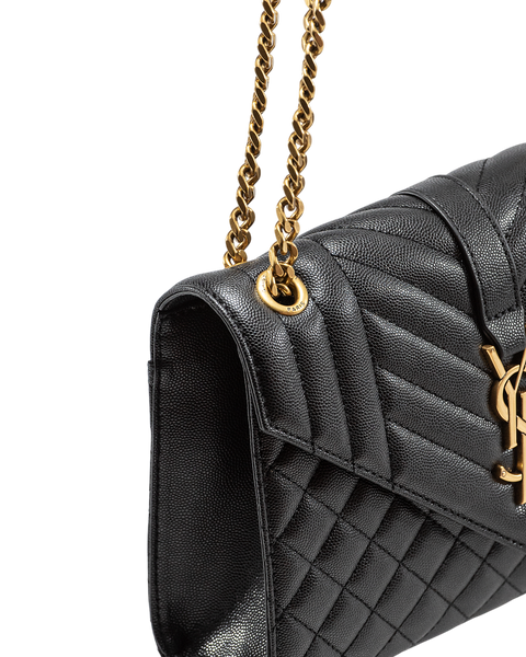 Cумка Saint Laurent Envelope Medium in Quilted Grain De Poudre Embossed Black Leather 0400 фото