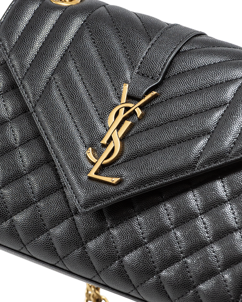 Cумка Saint Laurent Envelope Medium in Quilted Grain De Poudre Embossed Black Leather 0400 фото