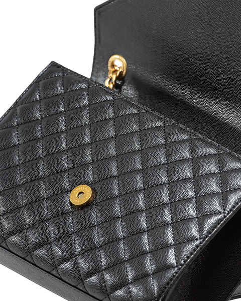Cумка Saint Laurent Envelope Medium in Quilted Grain De Poudre Embossed Black Leather 0400 фото