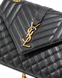 Cумка Saint Laurent Envelope Medium in Quilted Grain De Poudre Embossed Black Leather 0400 фото 4