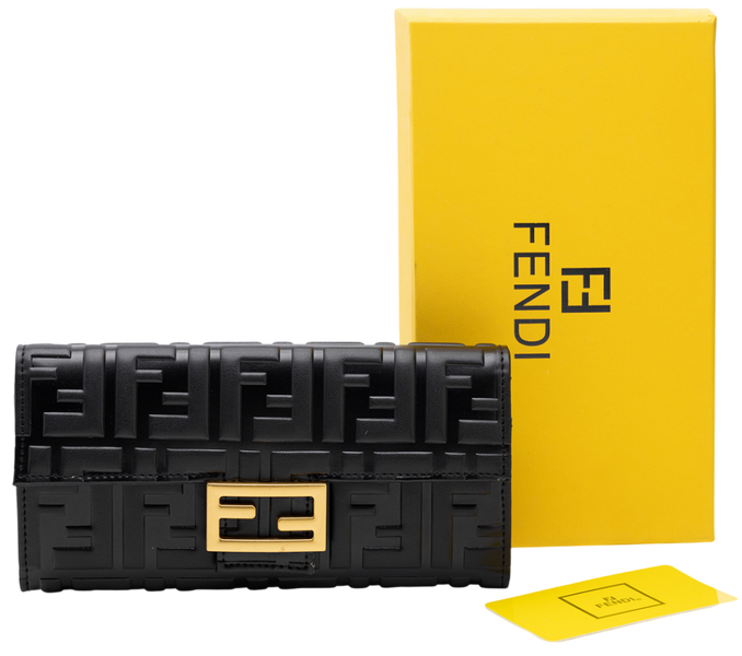 Гаманець Fendi Continental Wallet in Black Leather 88171 фото