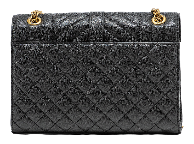 Cумка Saint Laurent Envelope Medium in Quilted Grain De Poudre Embossed Black Leather 0400 фото