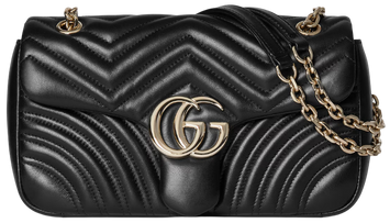 Сумка Gucci Marmont Medium Shoulder Bag in Black Matelass&eacute; Chevron Leather/Gold-Toned Hardware 051121 фото