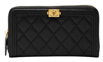 Гаманець Chanel Boy Wallet Black/Gold 88158 фото