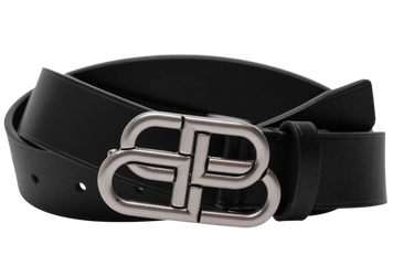 Ремінь Balenciaga BB Unisex Belt in Black Leather with Antique Palladium Buckle Premium Quality 66153 фото
