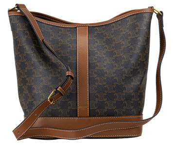 Сумка Celine Medium Bucket Bag in Triomphe Canvas and Calfskin Tan 0563 фото
