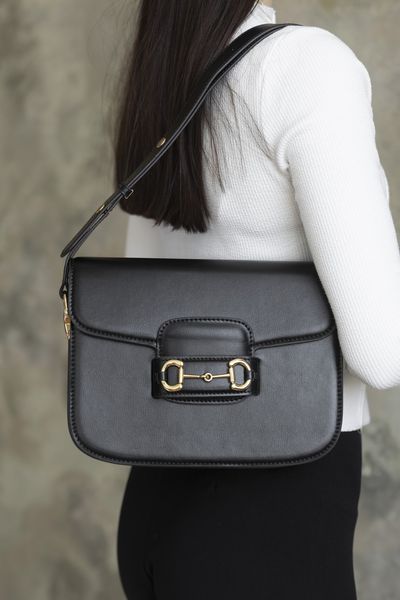 Cумка Gucci Horsebit 1955 Medium Shoulder Bag in Black Leather 0265 фото