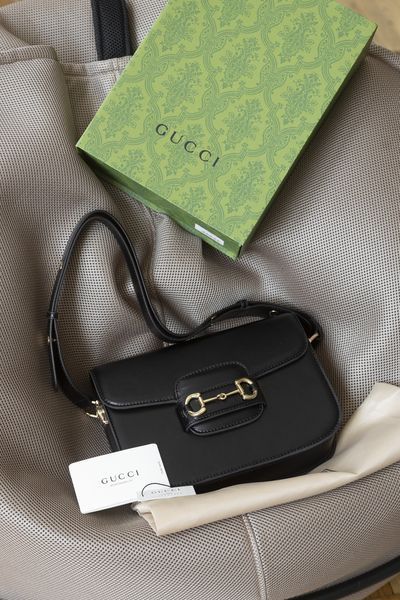 Cумка Gucci Horsebit 1955 Medium Shoulder Bag in Black Leather 0265 фото
