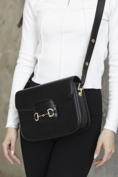 Cумка Gucci Horsebit 1955 Medium Shoulder Bag in Black Leather 0265 фото