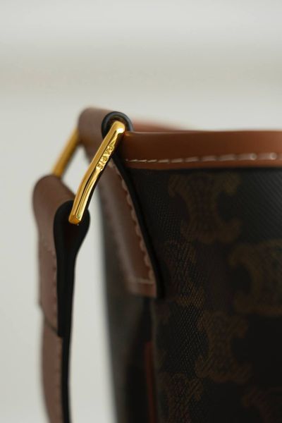 Сумка Celine Medium Bucket Bag in Triomphe Canvas and Calfskin Tan 0563 фото