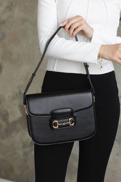 Cумка Gucci Horsebit 1955 Medium Shoulder Bag in Black Leather 0265 фото