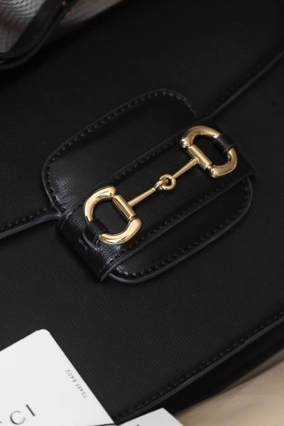 Cумка Gucci Horsebit 1955 Medium Shoulder Bag in Black Leather 0265 фото