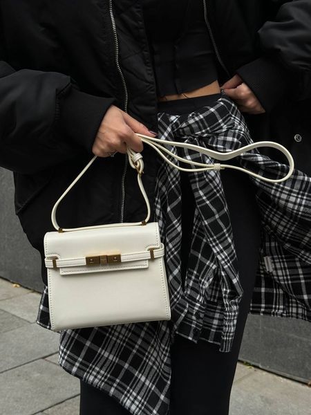 Сумка Saint Laurent Manhattan Mini Shoulder Bag in Milk Leather with Gold Hardware Premium 404 фото