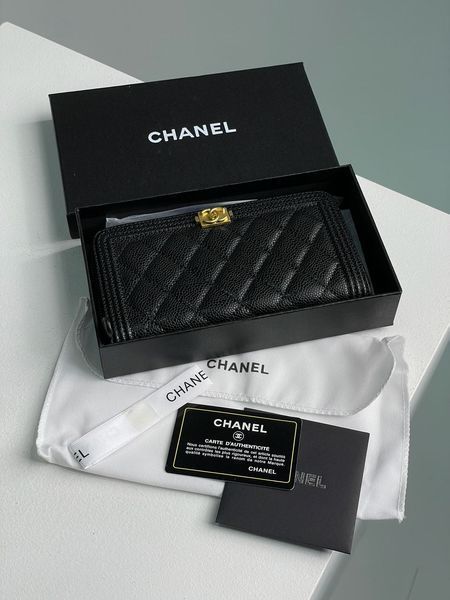 Гаманець Chanel Boy Wallet Black/Gold 88158 фото