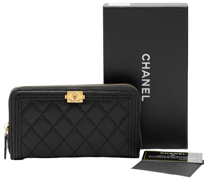Гаманець Chanel Boy Wallet Black/Gold 88158 фото