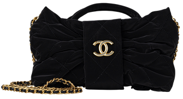 Сумка Chanel Mini Bow Bag Velvet-Effect Nylon & Gold-Tone Metal  Black 0589 фото