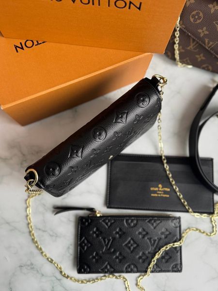 Сумка Louis Vuitton F&eacute;licie Pochette Bag in Black Monogram Empreinte Leather 1052 фото