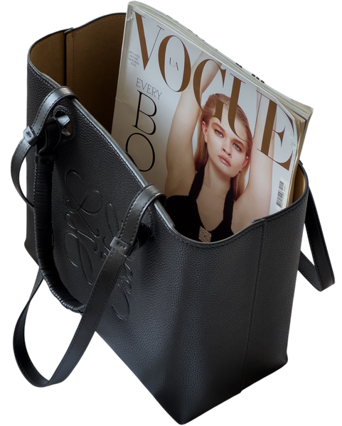 Сумка Loewe Anagram Small Leather Tote Bag in Black 9116 фото