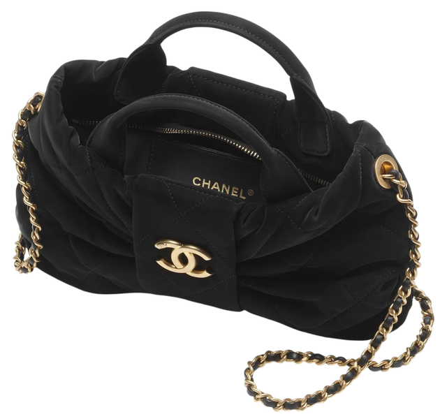 Сумка Chanel Mini Bow Bag Velvet-Effect Nylon & Gold-Tone Metal  Black 0589 фото