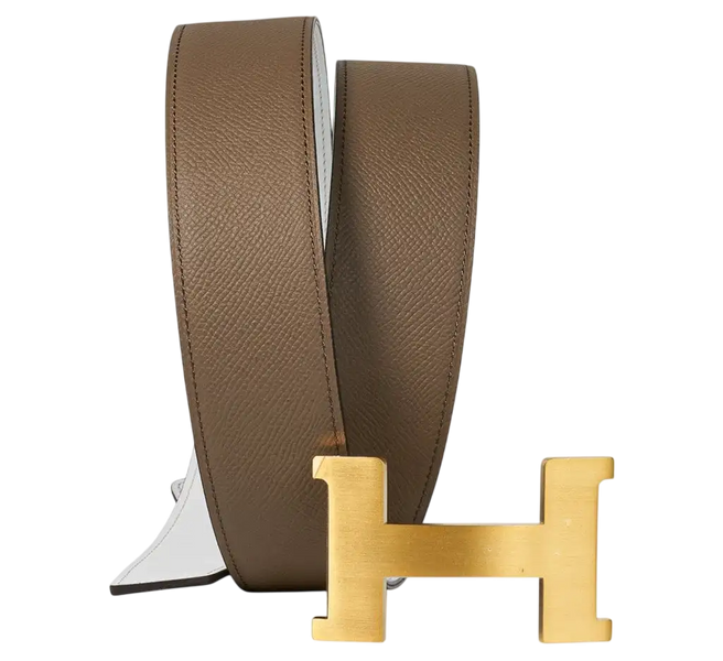 Ремінь Herm&egrave;s Mini Constance Belt Buckle & Reversible Leather Etoupe/White 0386 фото