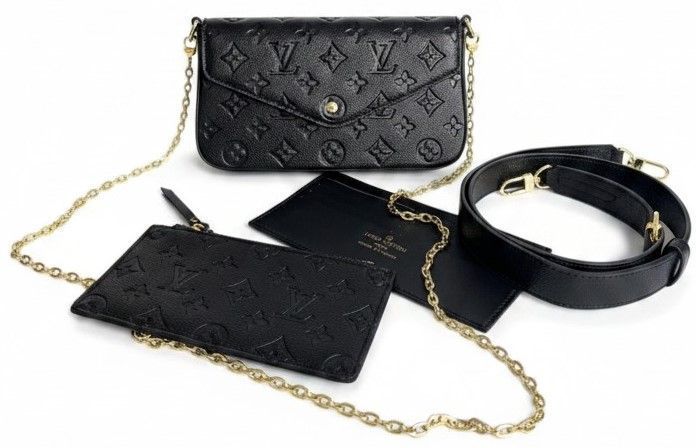 Сумка Louis Vuitton F&eacute;licie Pochette Bag in Black Monogram Empreinte Leather 1052 фото