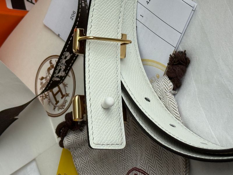 Ремінь Herm&egrave;s Mini Constance Belt Buckle & Reversible Leather Etoupe/White 0386 фото