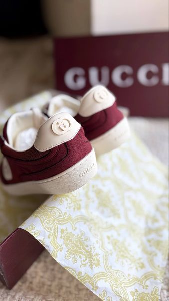 Женские кеды Gucci G74 Interlocking G Sneakers in Bordeaux Suede Premium 37 94383 фото