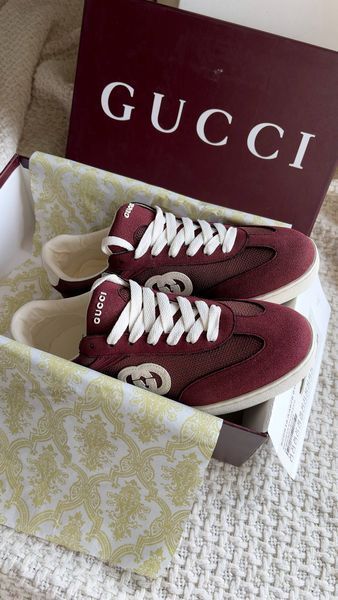 Женские кеды Gucci G74 Interlocking G Sneakers in Bordeaux Suede Premium 37 94383 фото