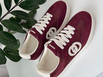Жіночі кеди Gucci G74 Interlocking G Sneakers in Bordeaux Suede Premium 37 94383 фото