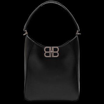 Сумка Balenciaga Soft Hobo Bag in Black Peach Calfskin/Silver Hardware 99547 фото