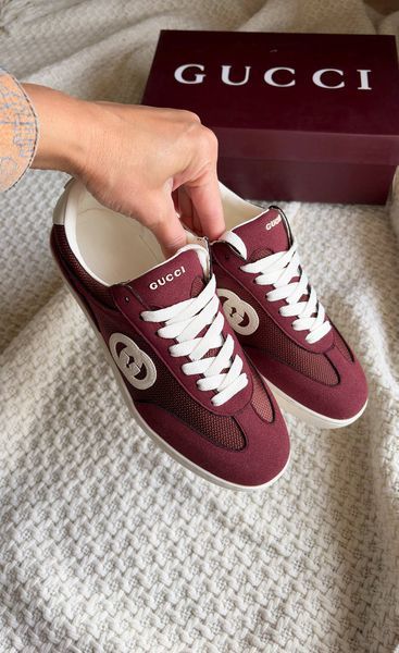 Женские кеды Gucci G74 Interlocking G Sneakers in Bordeaux Suede Premium 37 94383 фото